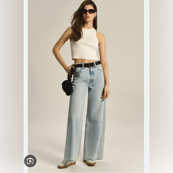 Hudson James Wide Leg Jeans in Iris - Sold at Anthropologie- Light Wash - Picture 4 of 12